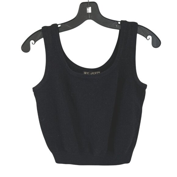 St. John Black Knit Tank Top Sleeveless Scoop Neck Womens Size S - Picture 6 of 9